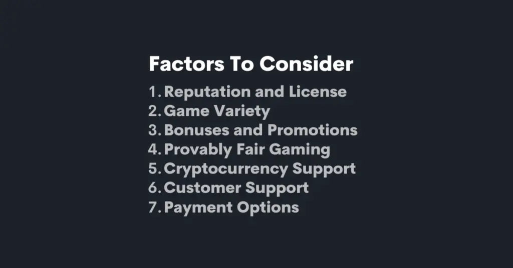 Factors to consider